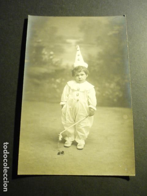 Fotografia antiga: NI&Ntilde;O DISFRAZADO ARLEQUIN CARNAVAL POSTAL FOTOGRAFICA