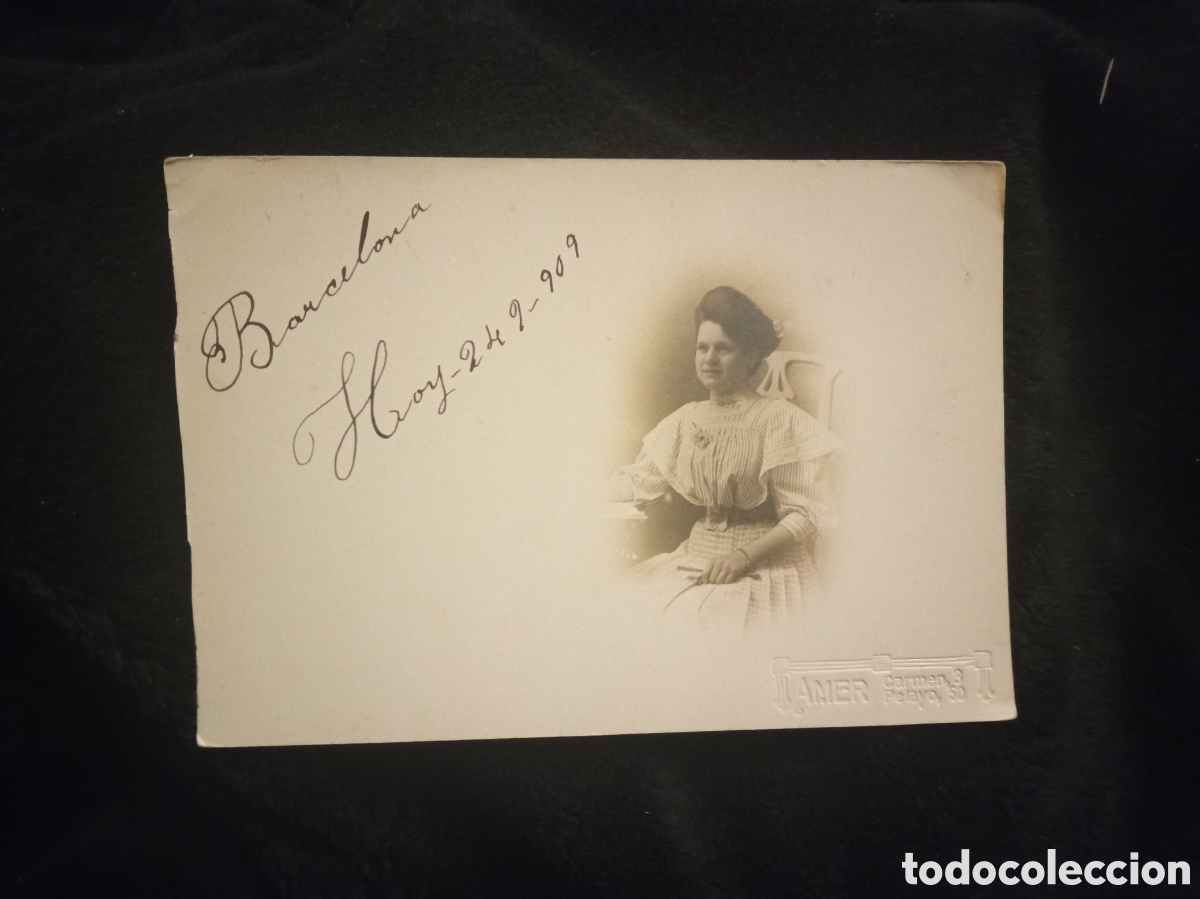 Fotografia antica: Antigua fotograf&iacute;a de 1909,AMER, Barcelona, mide 13,9x9,6cm