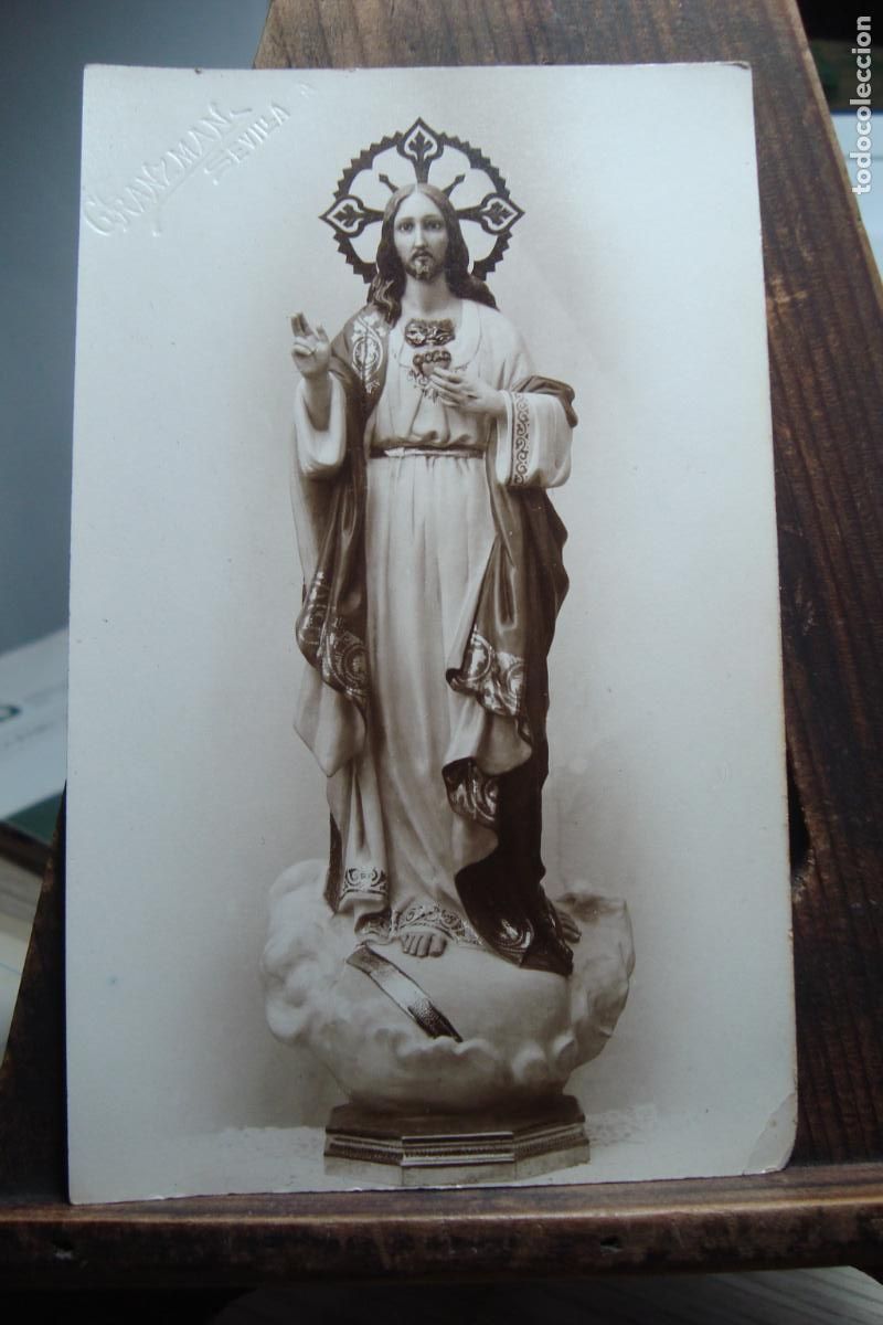 Alte Fotografie: ANTIGUA FOTOGRAFIA IMAGEN DE CRISTO SAGRADO CORAZON. FOTO GRANZMAN SEVILLA