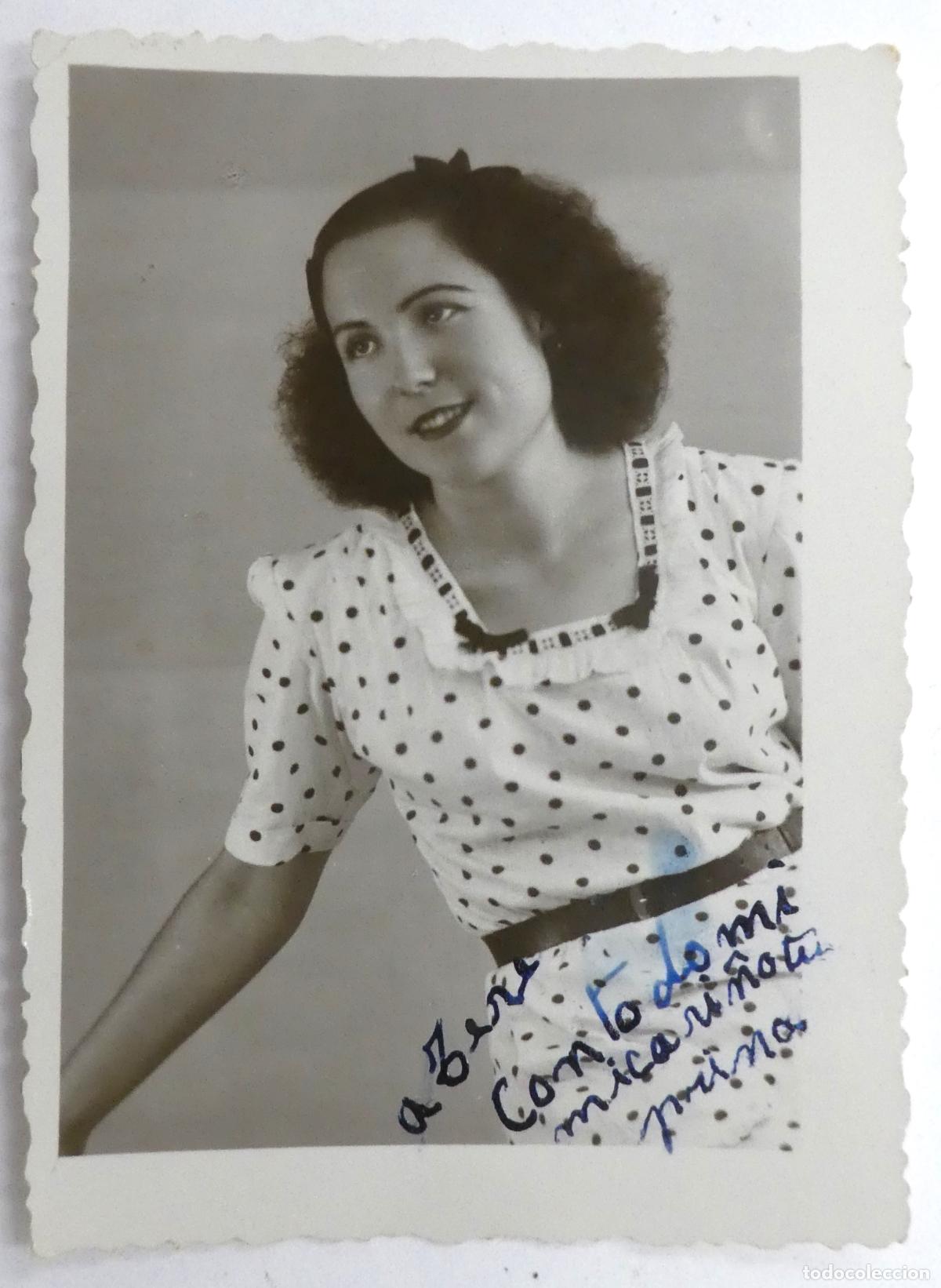 Fotograf&iacute;a antigua: Vieja foto de una se&ntilde;orita, Fotos Mora Jijona 1946