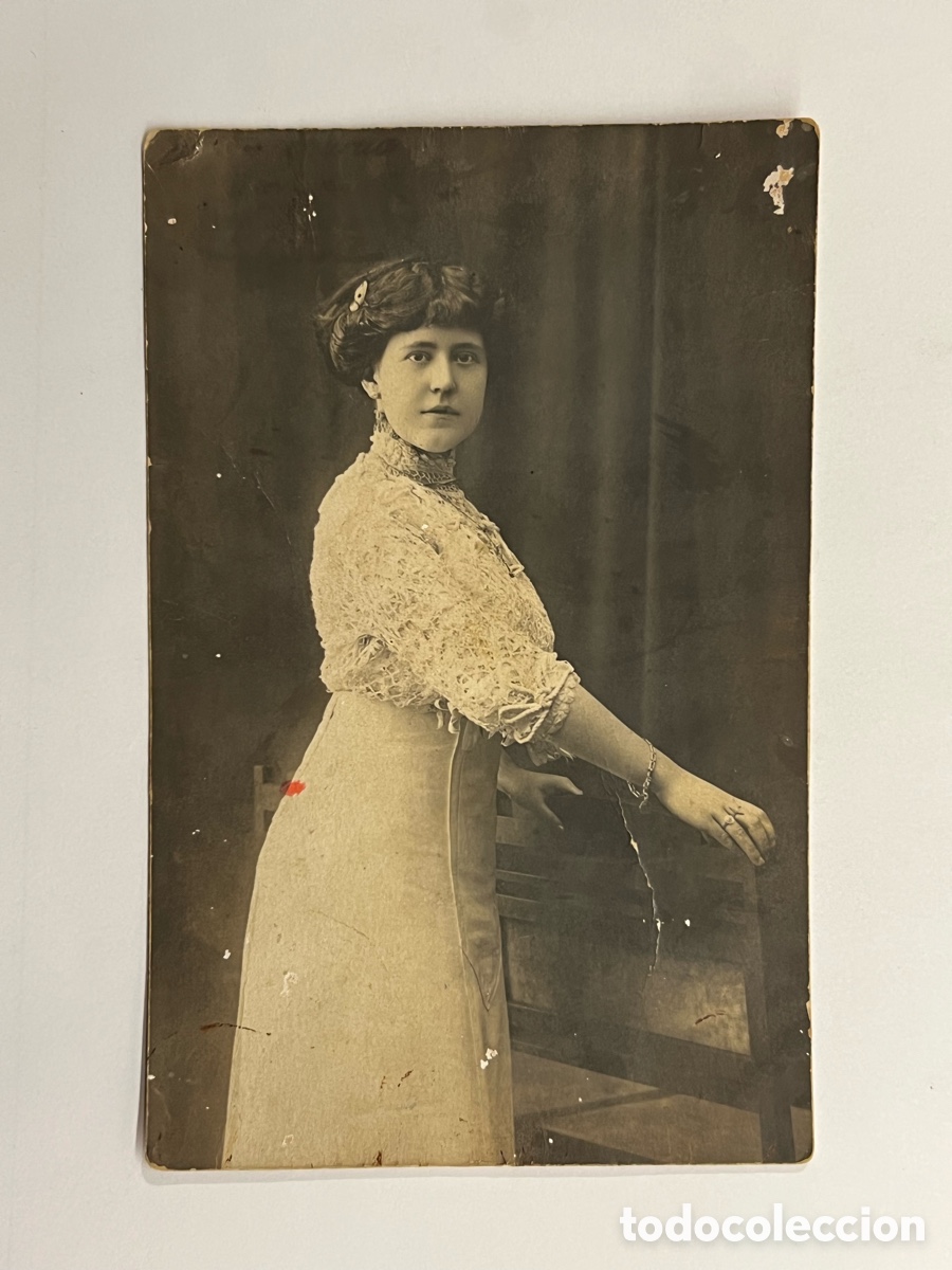 Fotograf&iacute;a antigua: SAN SEBASTIAN. Fotograf&iacute;a de una joven Vicenta a su amado &Aacute;ngel.. Septiembre de 1911
