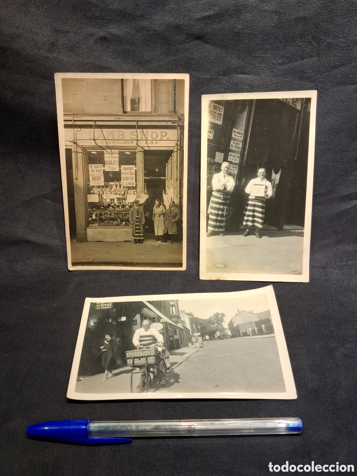 Fotograf&iacute;a antigua: 1 FOTO POSTAL Y 2 FOTOGRAFIAS ANTIGUAS. TIENDA DE CORDERO. ESCOCIA PP S. XX