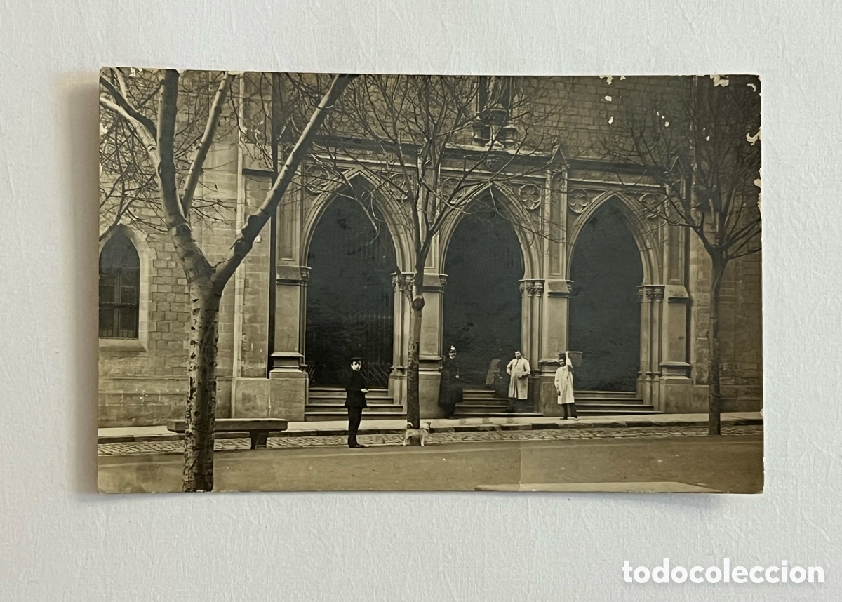 Fotograf&iacute;a antigua: TARRASA (Barcelona) Fotograf&iacute;a antigua Fachada La Catedral Bas&iacute;lica del Esp&iacute;ritu Santo (h.1900?)