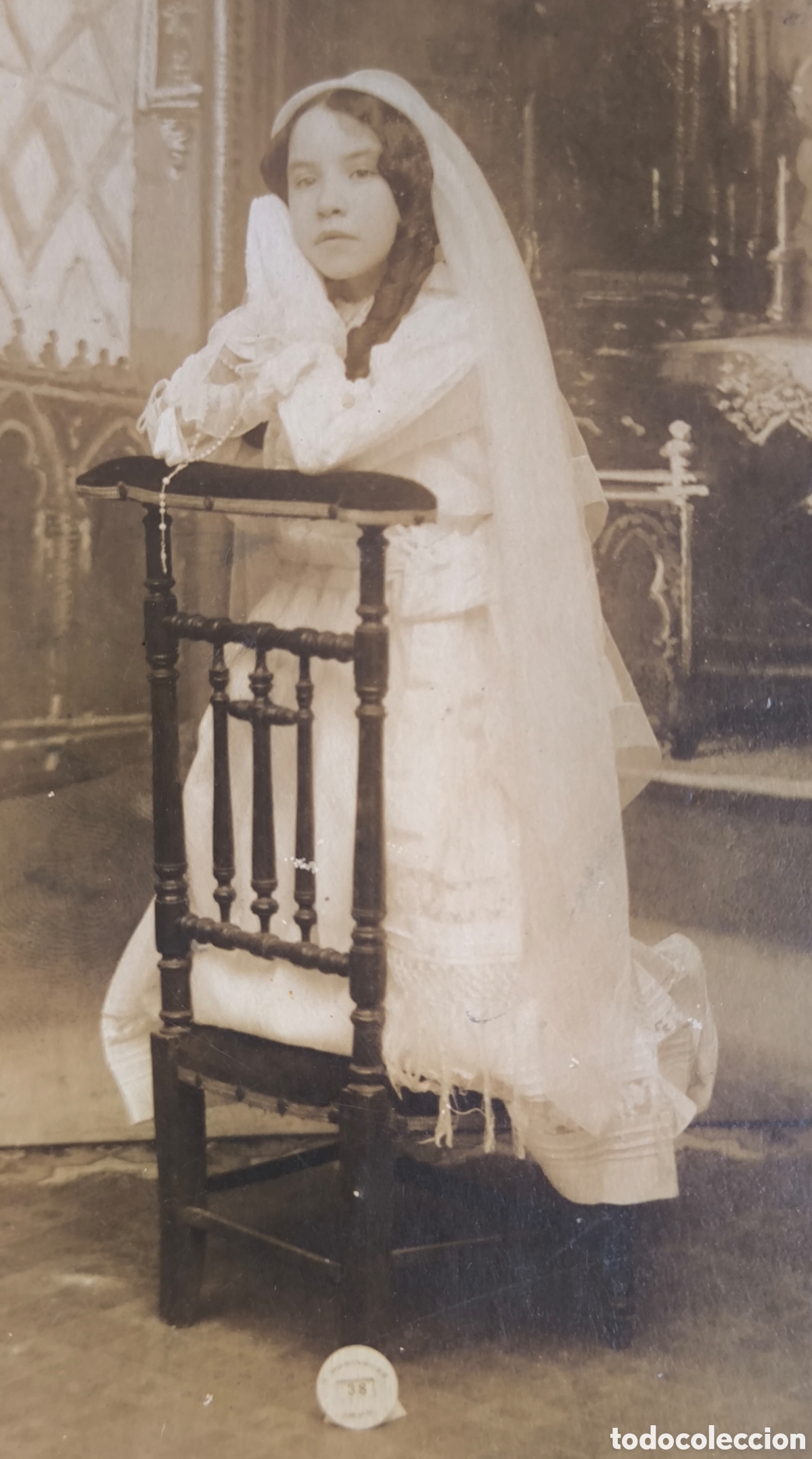 Fotograf&iacute;a antigua: FOTOGRAF&Iacute;A RETRATO DE ESTUDIO NI&Ntilde;A COMUNI&Oacute;N FOT&Oacute;GRAFO JOS&Eacute; DOM&Iacute;NGUEZ IR&Uacute;N C. 1910