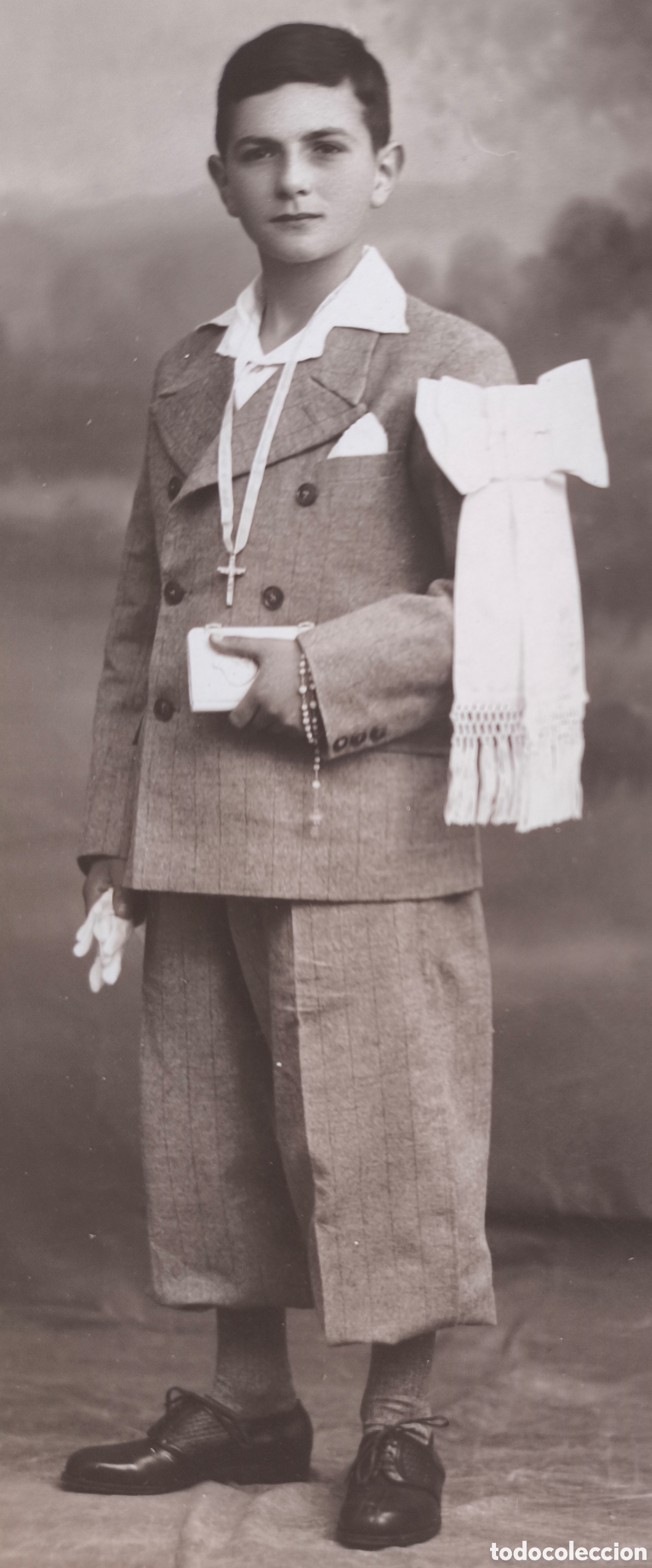 Fotograf&iacute;a antigua: FOTOGRAF&Iacute;A RETRATO DE ESTUDIO NI&Ntilde;O COMUNION FOT&Oacute;GRAFO KRVZ IR&Uacute;N C. 1910