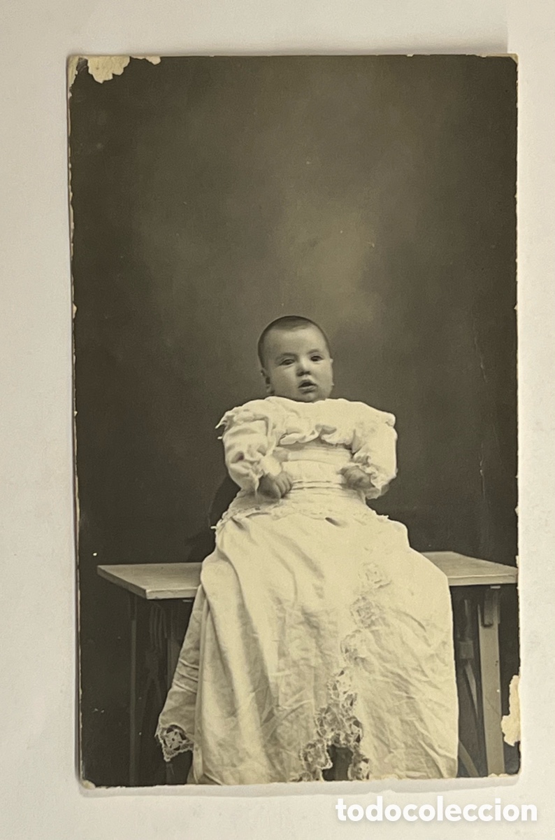Fotograf&iacute;a antigua: ALCOY.. Fotograf&iacute;a Julio Matarredona.. BeBe con largo Fald&oacute;n de Cristianar.., Enero de 1915