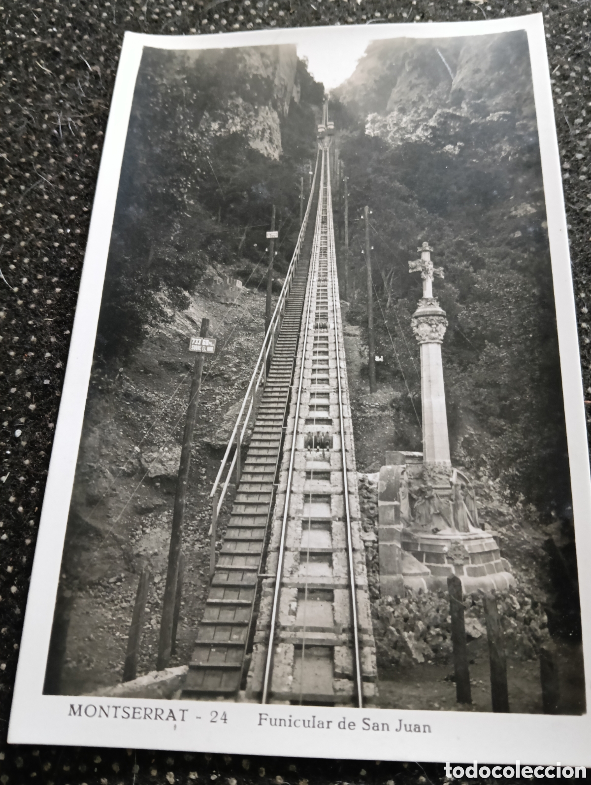 Fotograf&iacute;a antigua: Postal fotogr&aacute;fica del Funicular a San Juan en Montserrat n&deg; 24