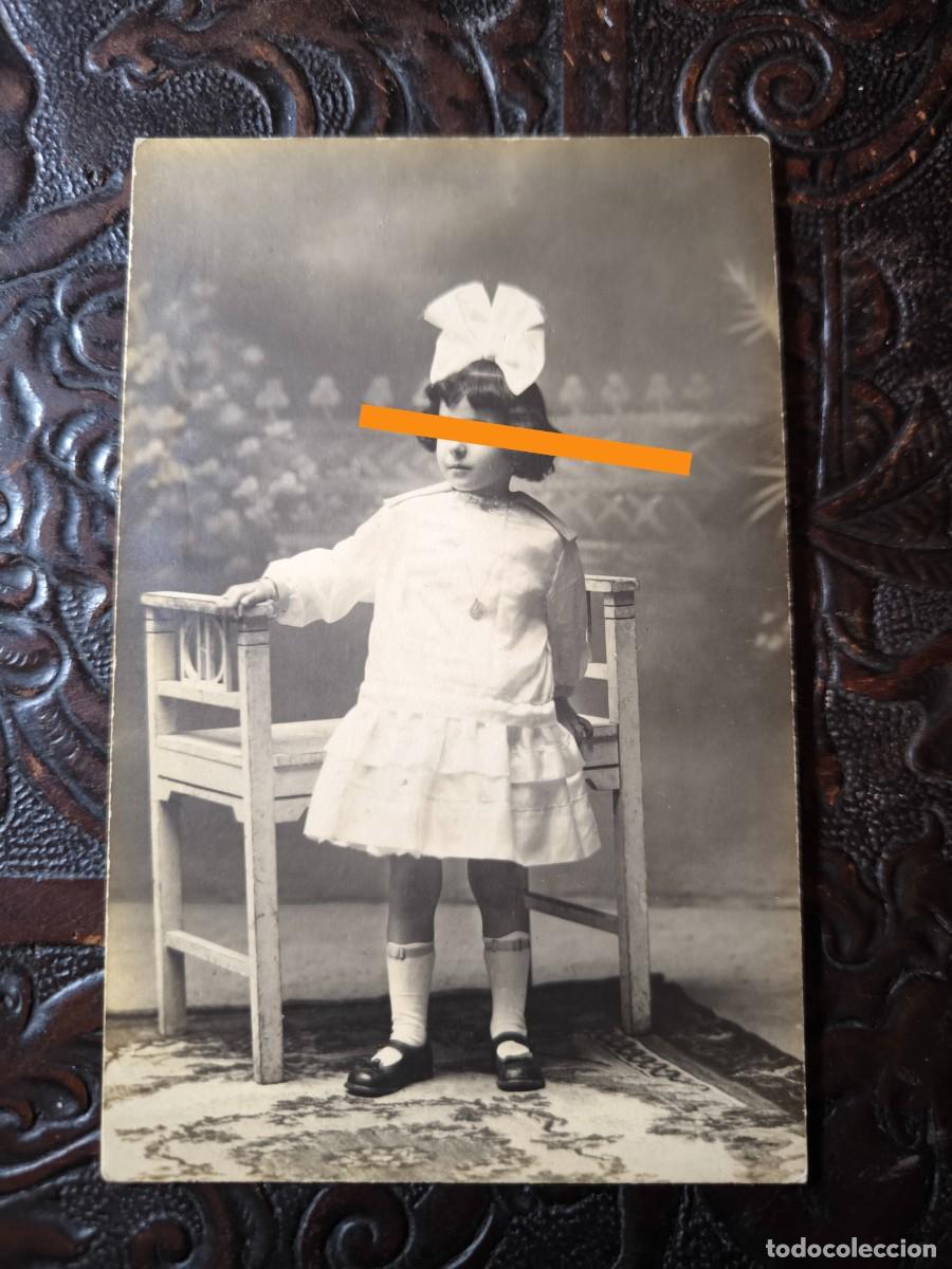 Fotograf&iacute;a antigua: Antigua fotograf&iacute;a postal. Retrato infantil. Fot&oacute;grafo, puerta del Sol 10, 11 y 12. Madrid