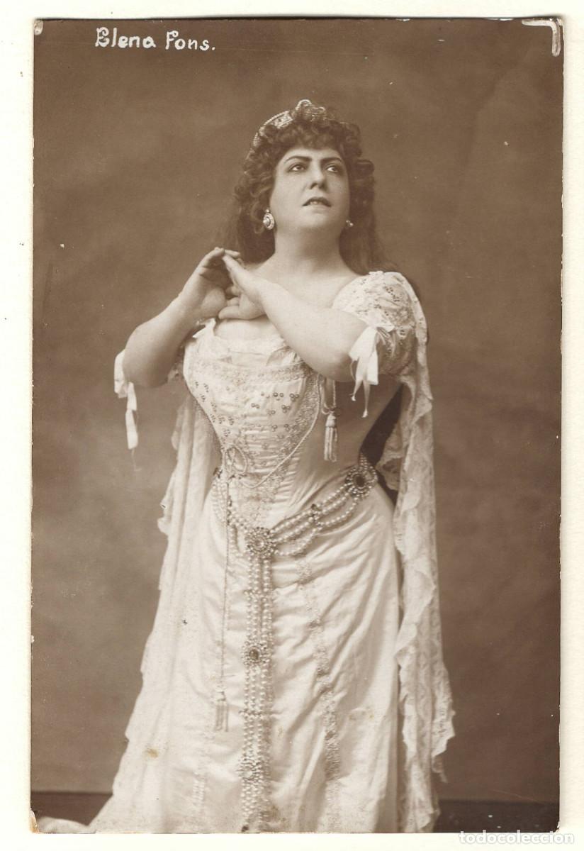 Fotograf&iacute;a antigua: Elena Fons, del Teatro Real de Madrid, triple. 1915's. aprox.