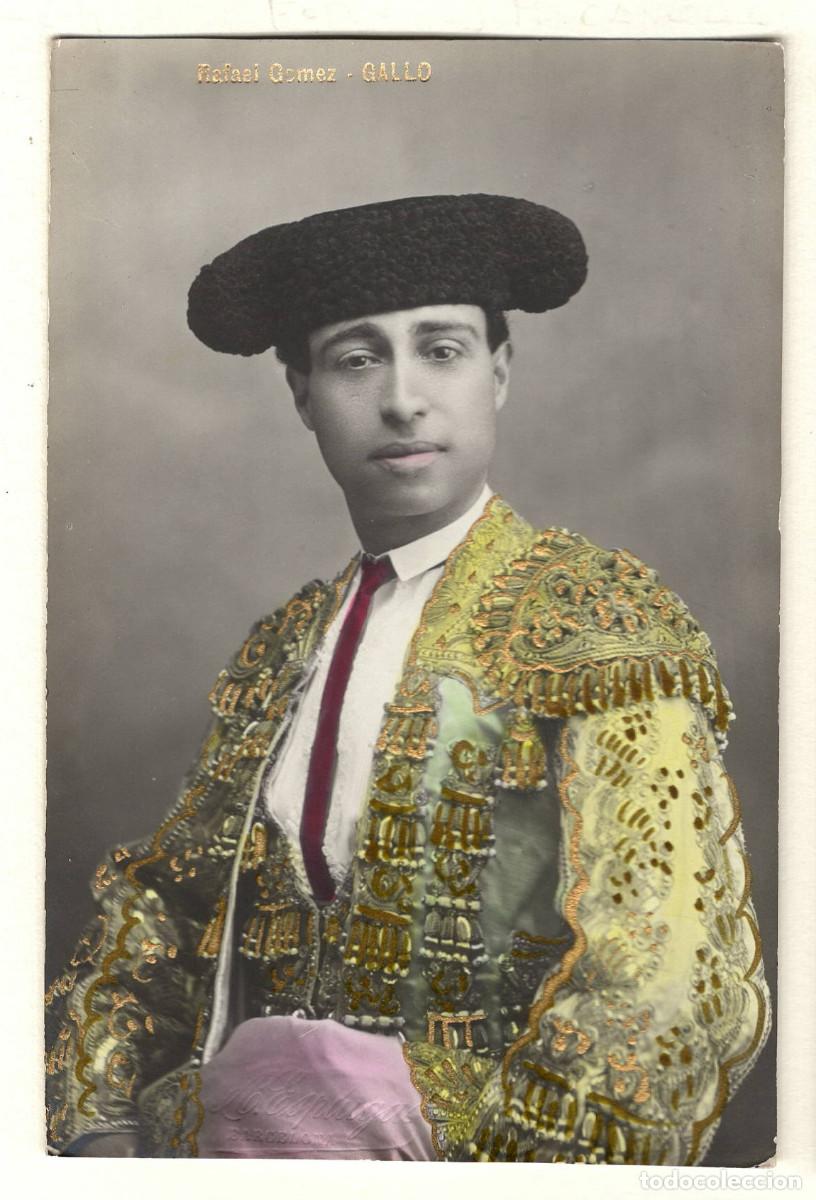 Fotograf&iacute;a antigua: RAFAEL GOMEZ, GALLO. (1882-1960) TORERO, FOTO ANTONI ESPLUGAS. BARCELONA. Iluminada a mano.