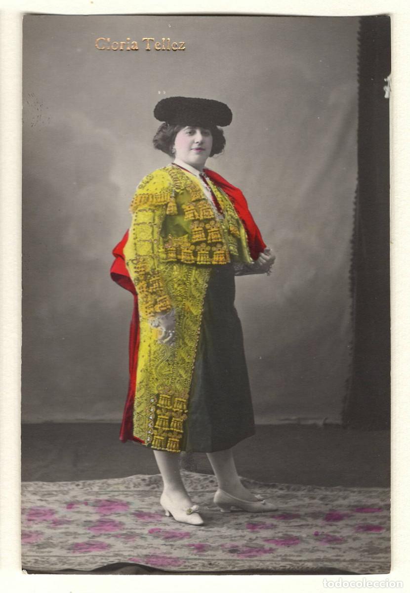 Fotograf&iacute;a antigua: GLORIA TELLEZ, TRIPLE TORERA. FOTO ILUMNINADA A MANO.