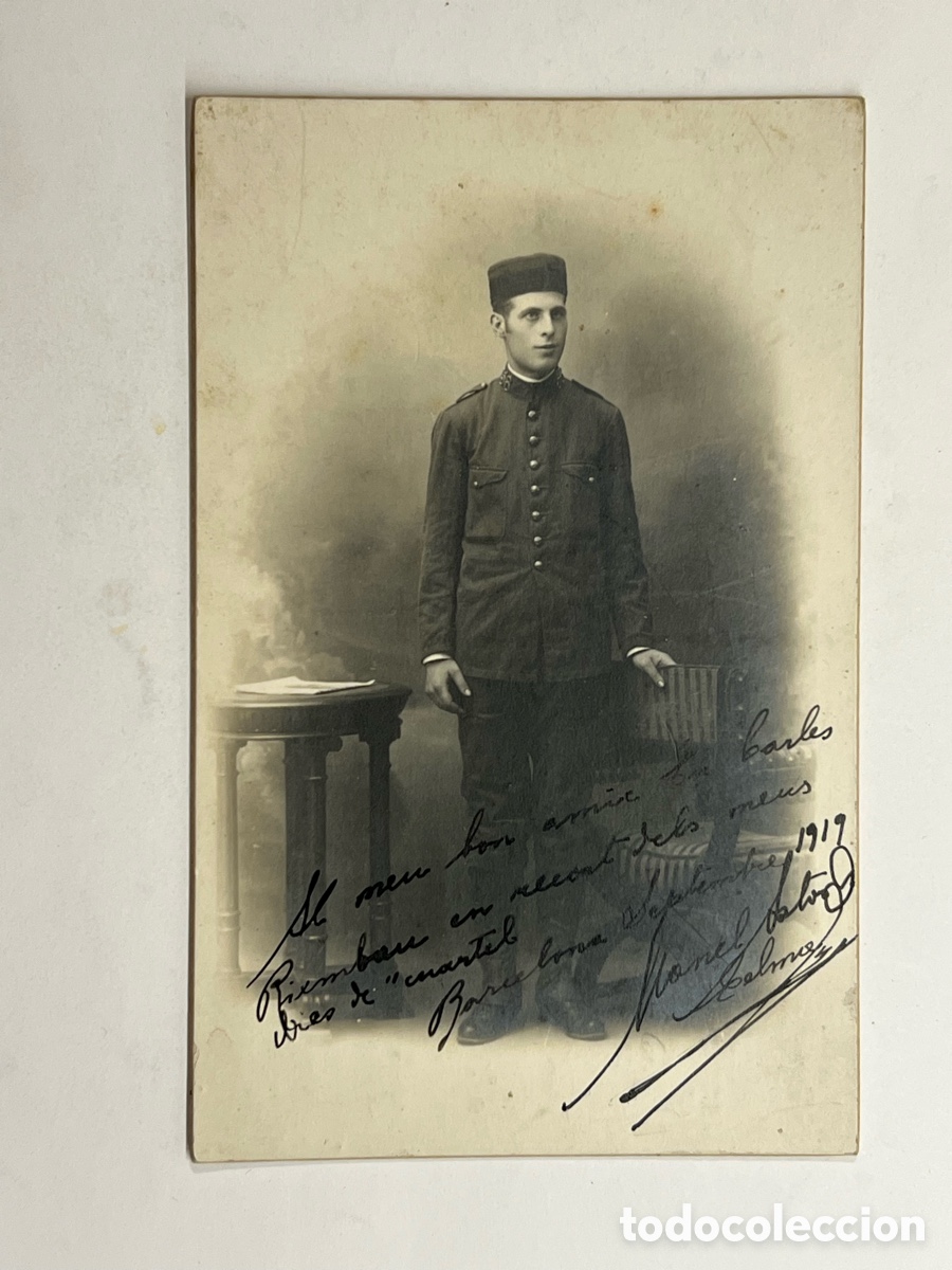 Fotograf&iacute;a antigua: BARCELONA. Soldado Alfonsino.. de nombre Manel&hellip; Fotograf&iacute;a Amadeo (a.1919) Medidas: 14 x 9