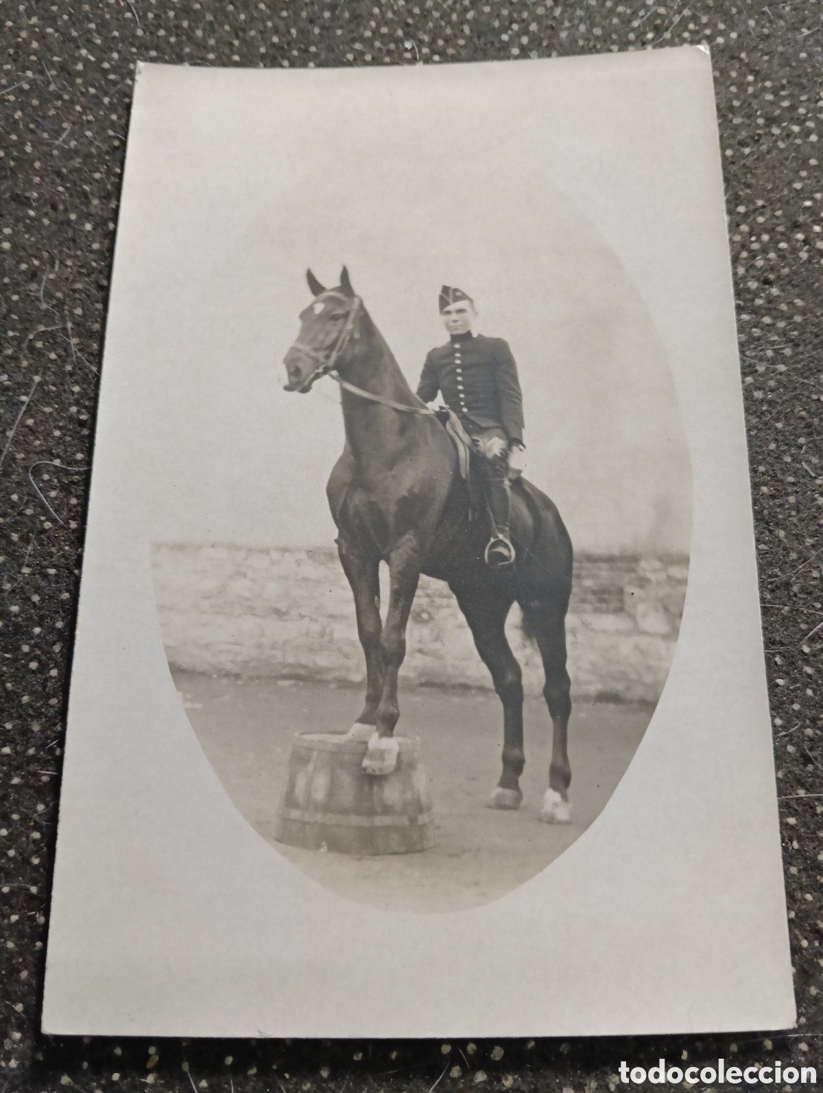Fotograf&iacute;a antigua: 1880-1900 &Eacute;poca Victoriana Fotograf&iacute;a de un militar montado en un Caballo 17 x 11 cm aprox.