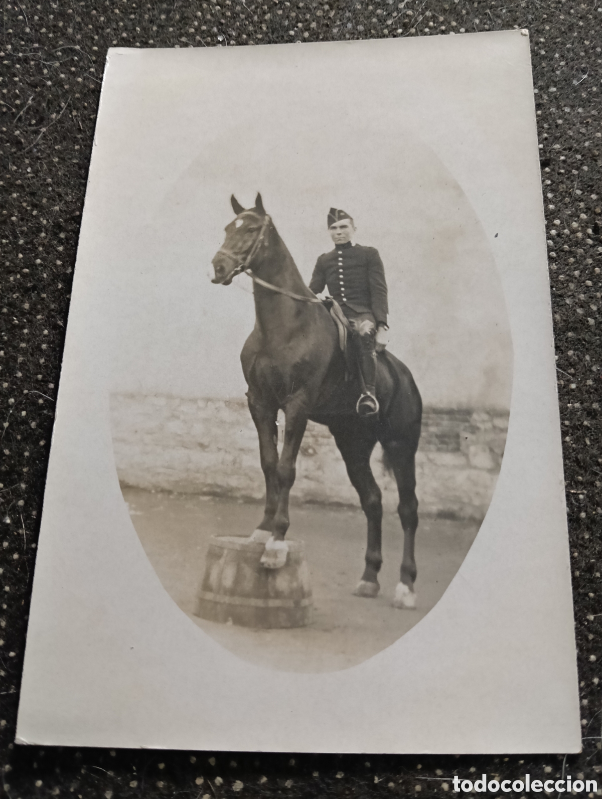 Fotograf&iacute;a antigua: 1880-1900 &Eacute;poca Victoriana Fotograf&iacute;a de un militar montado en un Caballo 17 x 11 cm aprox.