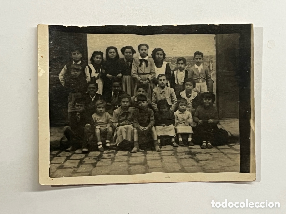 Fotograf&iacute;a antigua: BURRIANA Borriana (Castell&oacute;) Fotograf&iacute;a Minuters.. Nens d'escola (h.1940?) Med&iacute;das: 9 x 7 cm