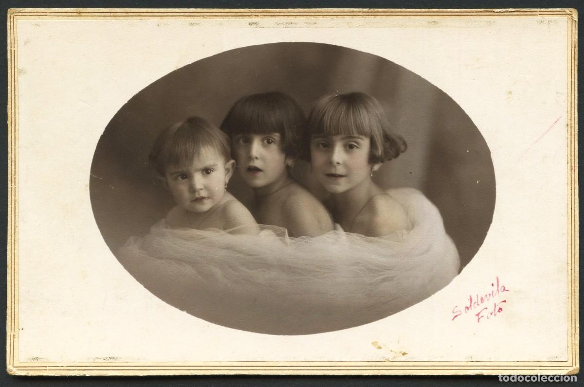 Alte Fotografie: TARJETA POSTAL, RETRATO FOTOGR&Aacute;FICO NI&Ntilde;AS, FOT. J. SOLDEVILA, SABADELL