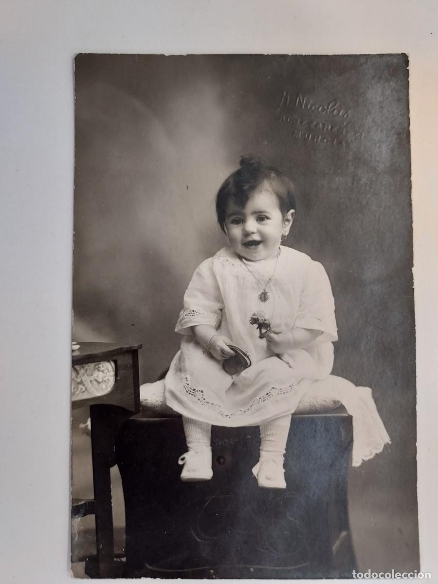 Fotograf&iacute;a antigua: FOTOGRAFO A. NICOLAS, ALJEZARES, MURCIA. RETRATO NI&Ntilde;O BEBE. A&Ntilde;O 1921. 8 X 12,5 CM. ALGEZARES