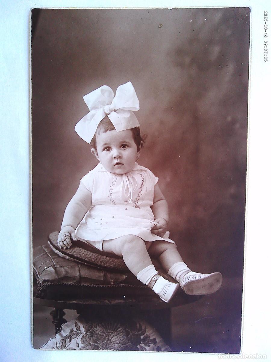 Antique Photography: PRECIOSA FOTO DE ESTUDIO DE NI&Ntilde;A CON GRAN LAZO, PRINCIPIOS DE SIGLO. DE JORDI , BARCELONA