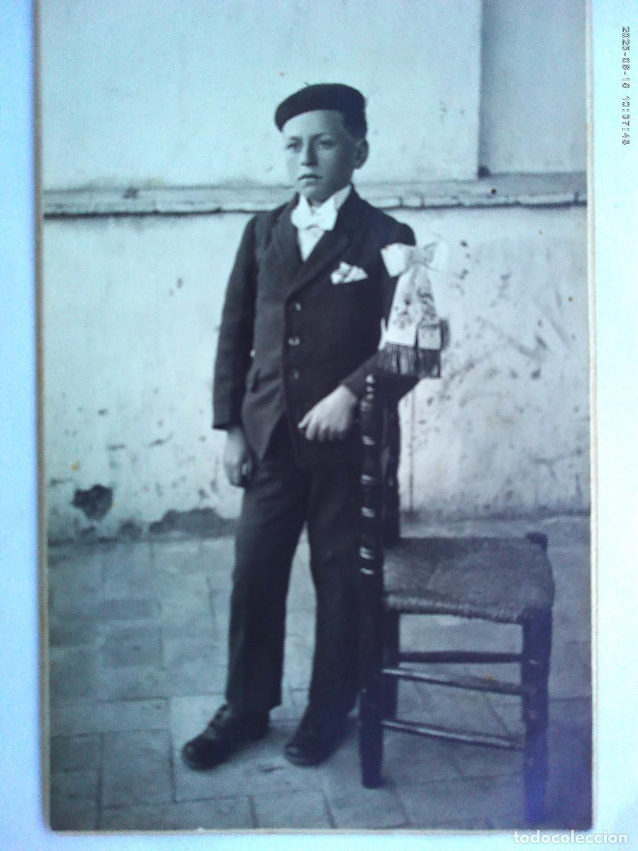 Alte Fotografie: BONITA FOTO DE NI&Ntilde;O DE PRIMERA COMUNION CON LAZO Y BOINA, PRINCIPIOS DE SIGLO