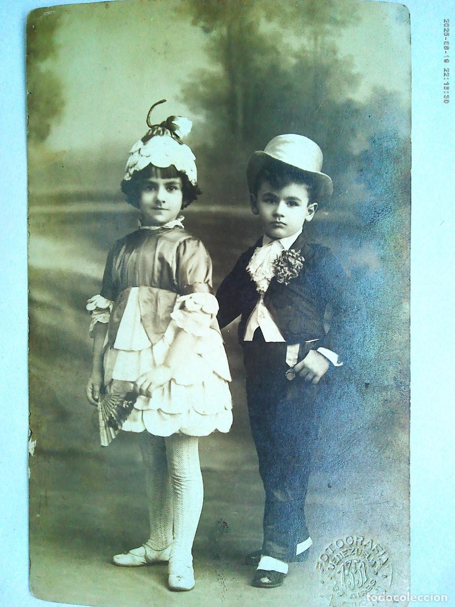 Photographie ancienne: PRECIOSA FOTO DE ESTUDIO DE NI&Ntilde;OS DISFRAZADOS, PRINCIPIOS SIGLO. DE A. FIGINI , BUENOS AIRES ( ARGEN
