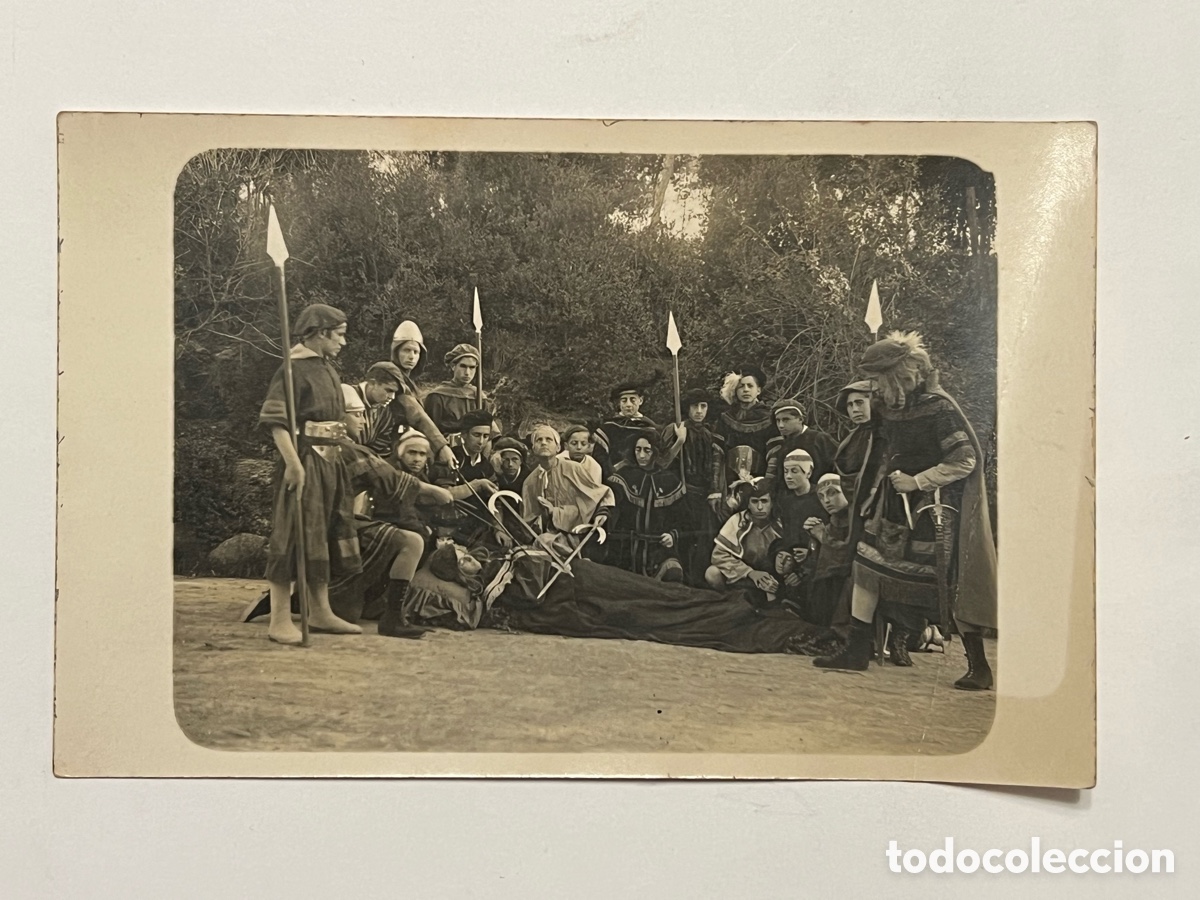 Fotograf&iacute;a antigua: BARCELONA. Representaci&oacute;n Teatral. Muerte de Guillermo Tell..? Joven compa&ntilde;&iacute;a (h.1910?)