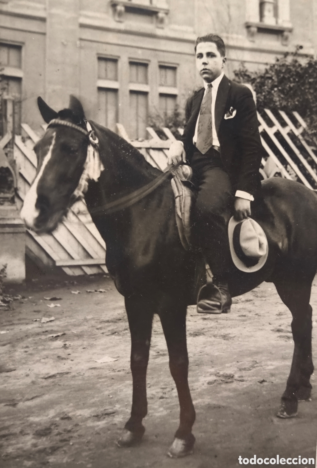 Fotograf&iacute;a antigua: HOMBRE A CABALLO POSTAL FOTOGR&Aacute;FICA C. 1925