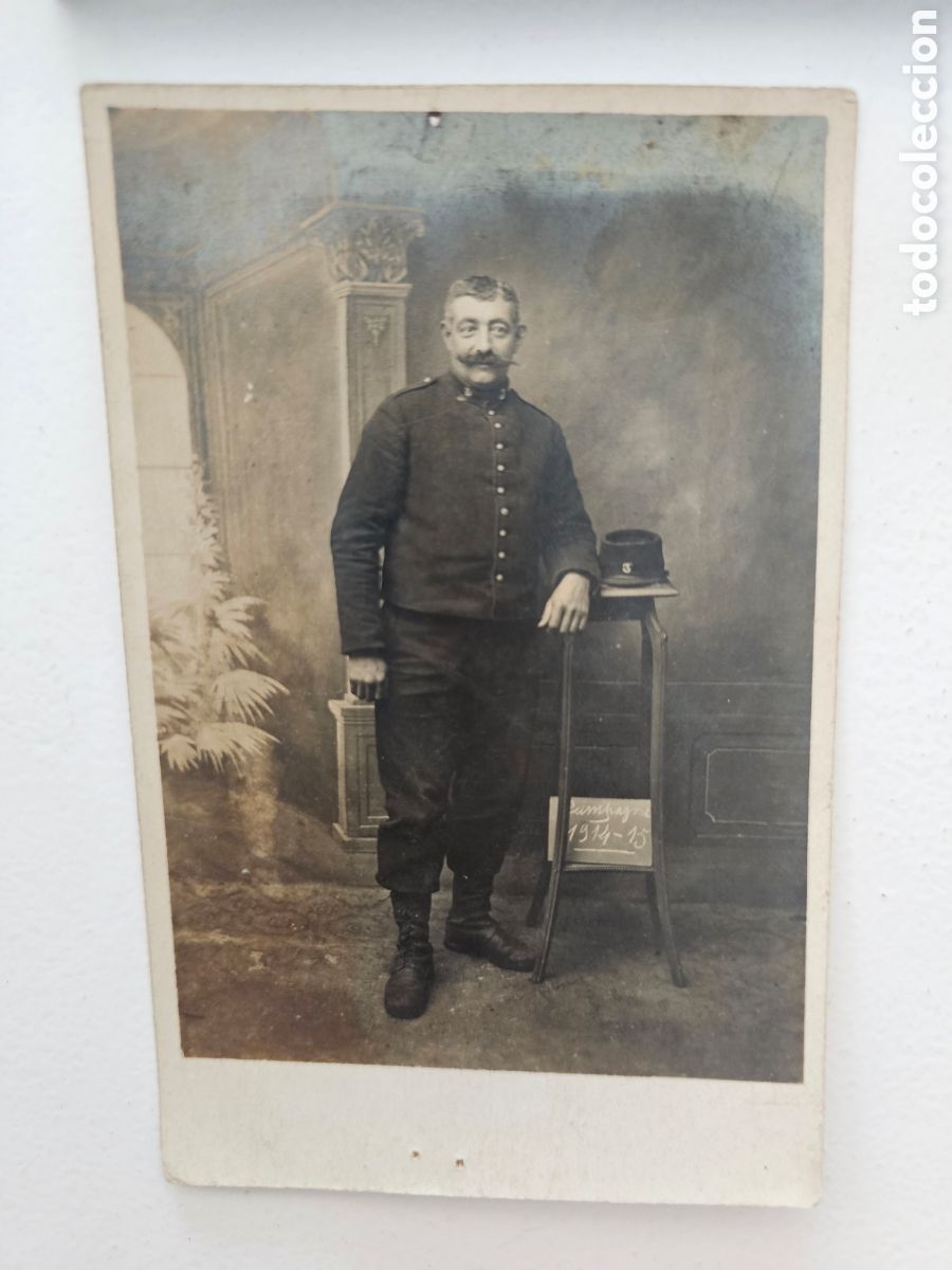 Fotografia antiga: Fotograf&iacute;a de Soldado Franc&eacute;s 1914 1915 1&ordf; Guerra Mundial WWI