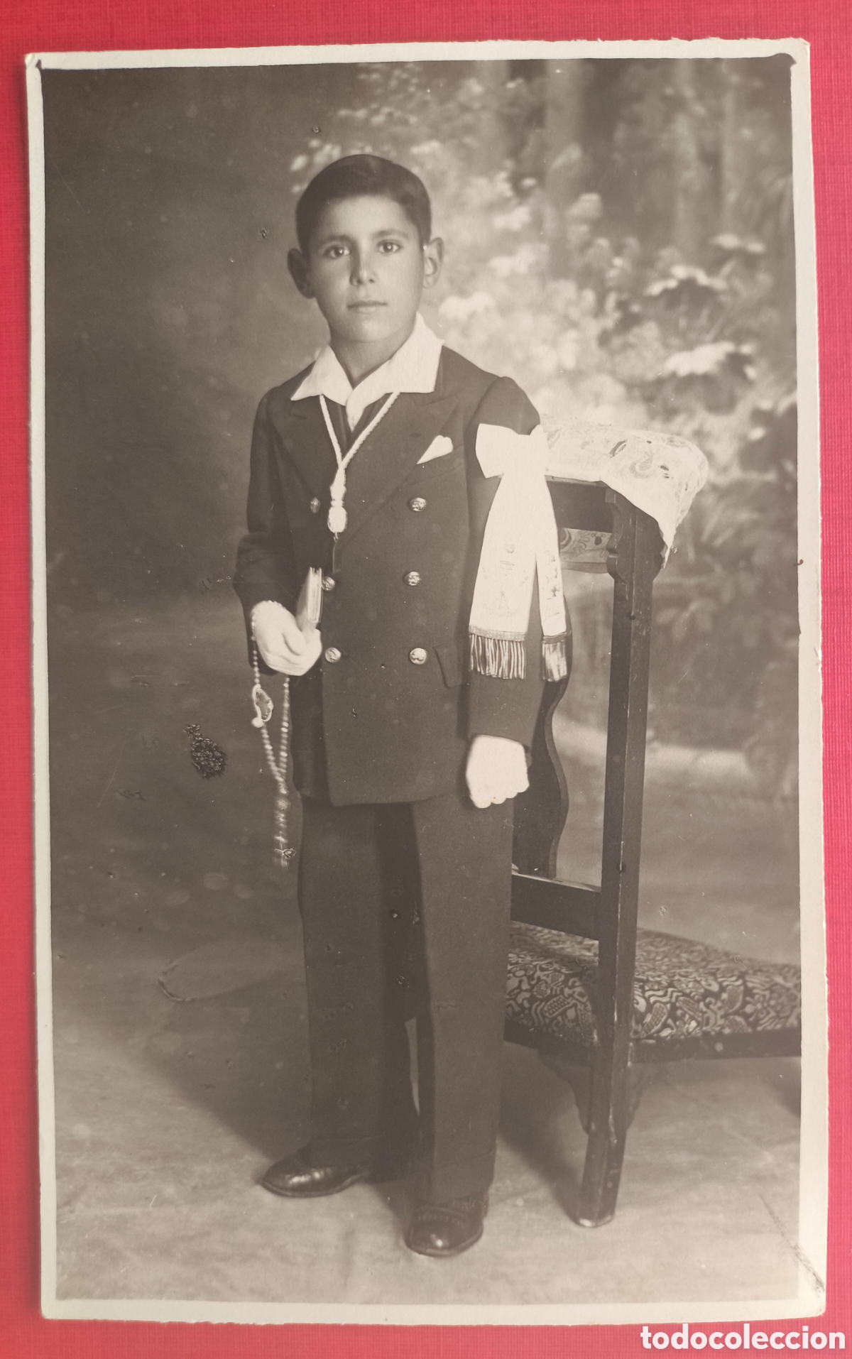 Fotograf&iacute;a antigua: FOTOGRAF&Iacute;A RETRATO DE ESTUDIO NI&Ntilde;O COMUNION POSTAL FOT&Oacute;GRAFO VENANCIO GOMBAU SALAMANCA C. 1930