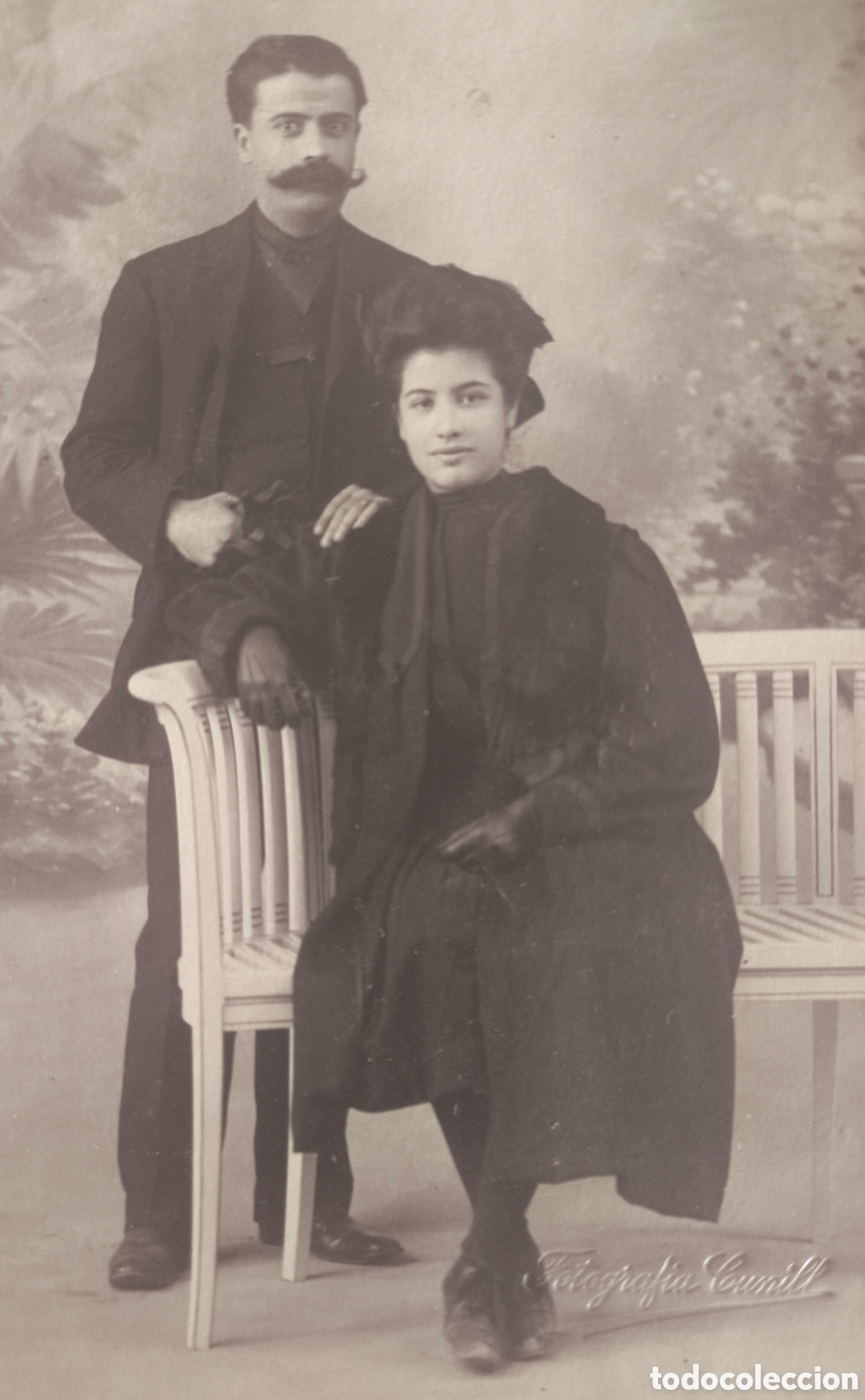 Fotograf&iacute;a antigua: FOTOGRAF&Iacute;A RETRATO DE ESTUDIO PAREJA POSTAL FOTOGR&Aacute;FICA FOT&Oacute;GRAFO CUNILL C. 1920