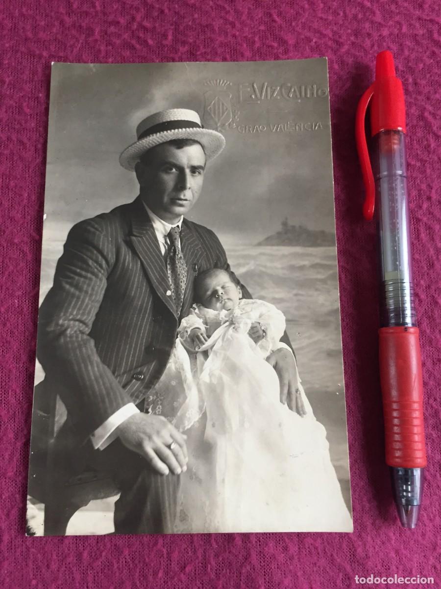 Fotograf&iacute;a antigua: FOTOGRAFIA - CABALLERO CON SU HIJO- FOTO E. VIZCAINO - GRAO - VALENCIA - 1921
