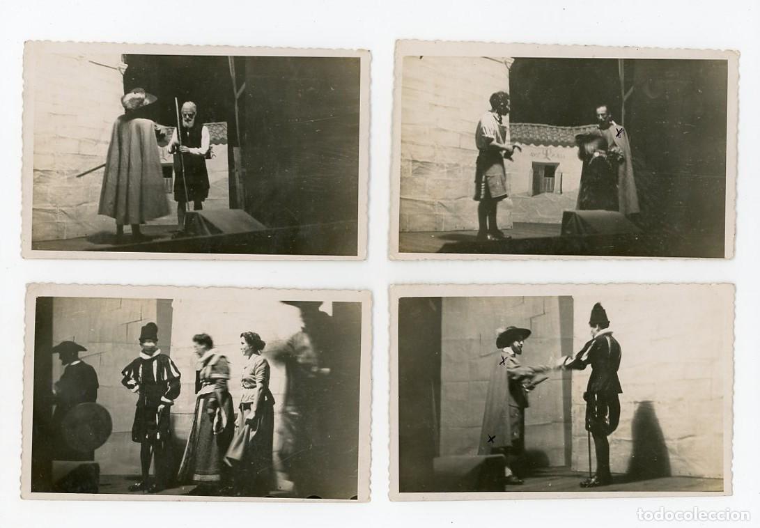 Fotograf&iacute;a antigua: SUAREZ. OVIEDO. ASTURIAS. REPRESENTACION TEATRAL. TEATRO. LOTE DE 4