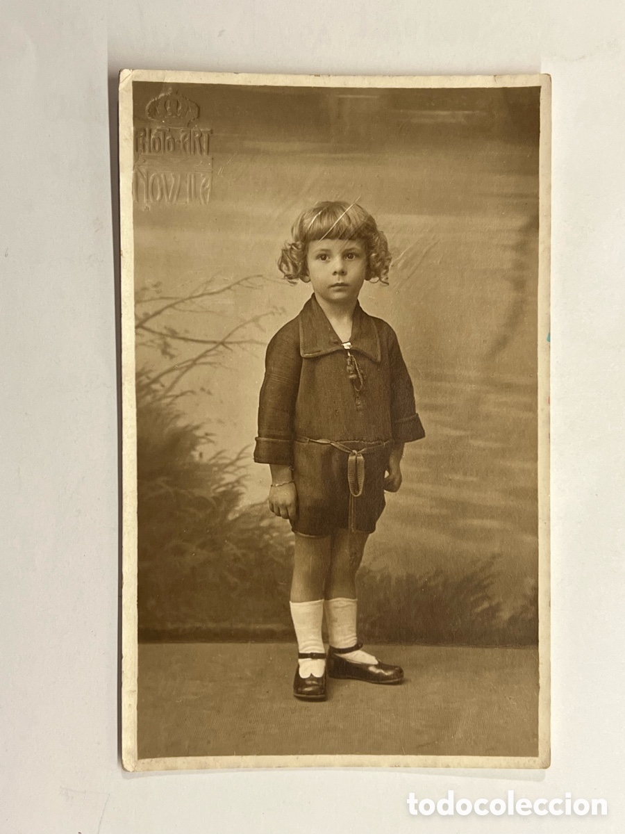 Fotograf&iacute;a antigua: NI&Ntilde;OS, Valencia el joven Sauyalito Monfort , Photo Art Novella.. (a.1924) dedicada a sus t&iacute;os