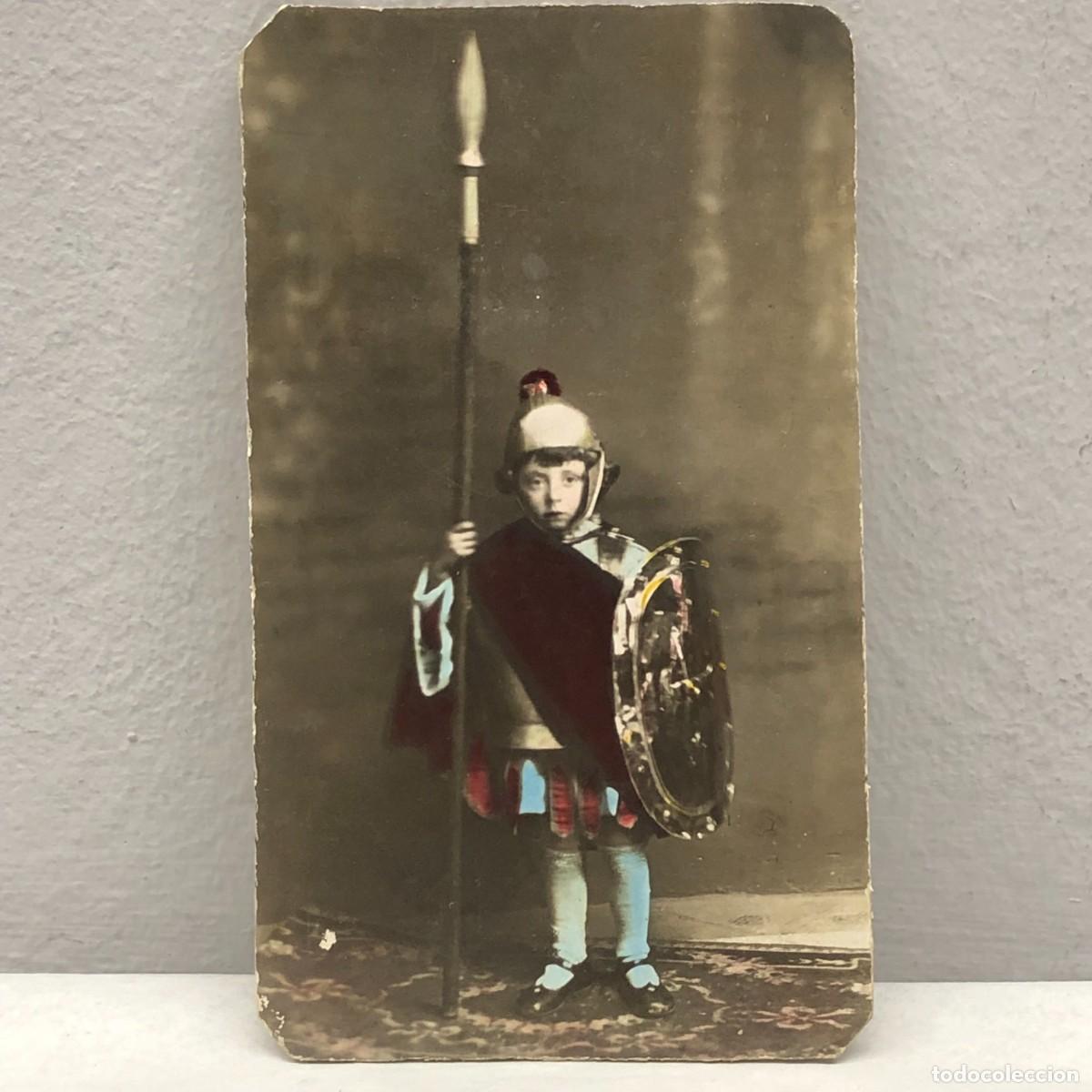 Fotograf&iacute;a antigua: TARJETA POSTAL - FOTOGRAFIA - NI&Ntilde;O CON TRAJE DE ROMANO - FOTOGRAFIA PUIG, LERIDA - 120 X 70 MM / 367