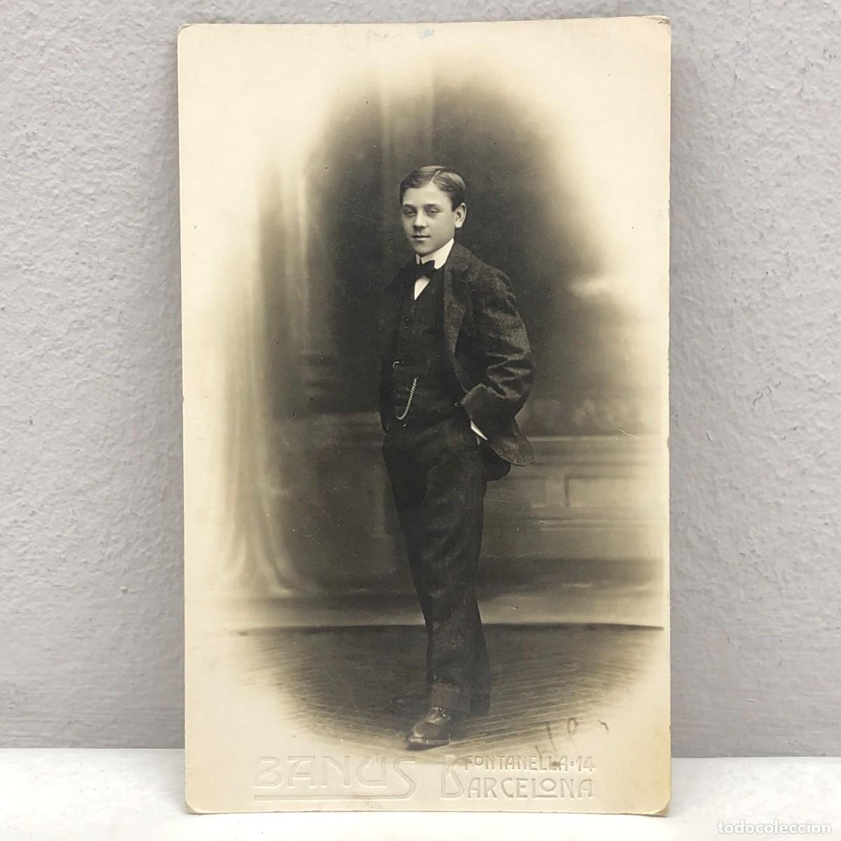 Fotograf&iacute;a antigua: ANTIGUA FOTOGRAFIA - TARJETA POSTAL - RETRATO NI&Ntilde;O - A&Ntilde;OS 30 - BAN&Uacute;S, BARCELONA- 135 X 85 MM / 374