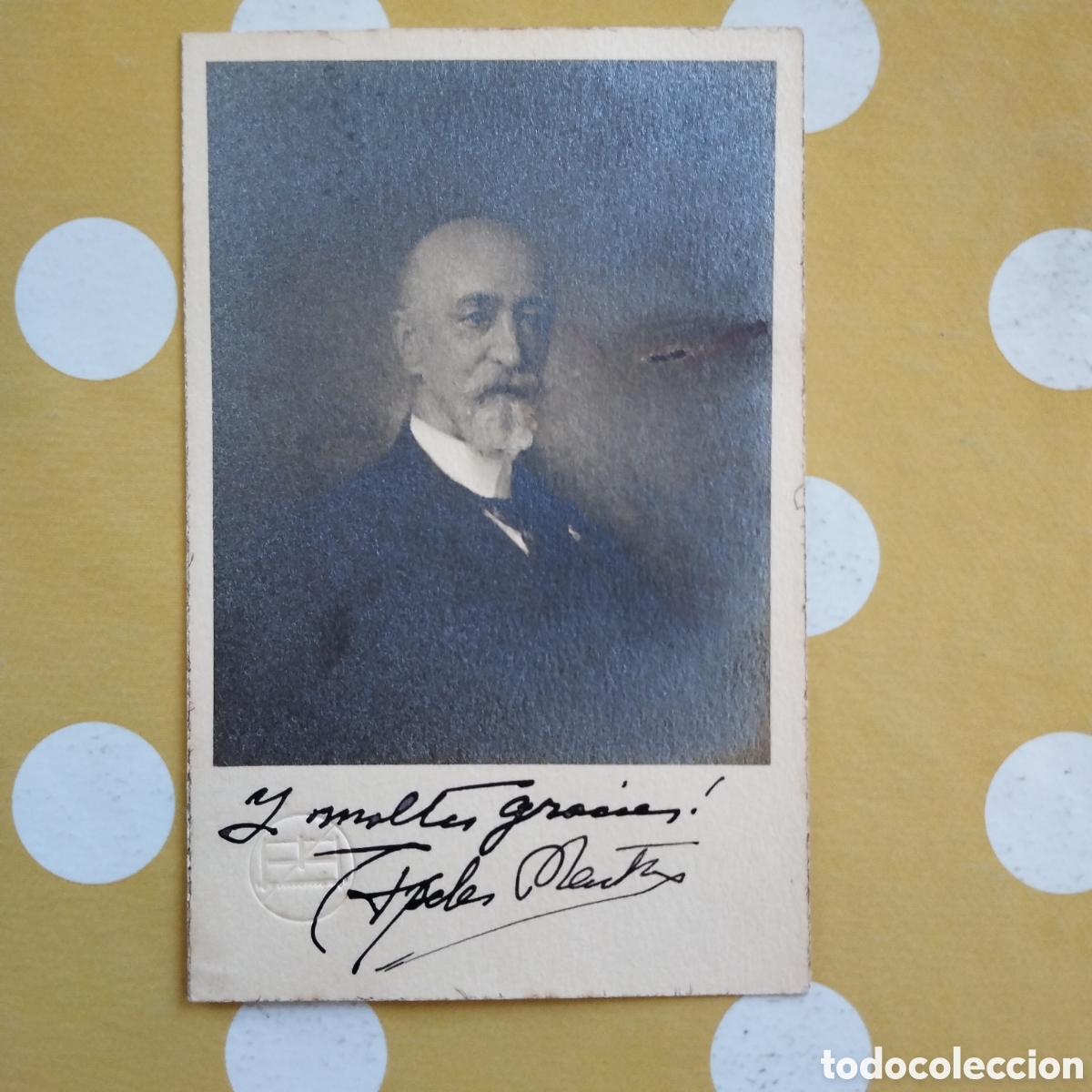 Fotograf&iacute;a antigua: APELES MESTRES TARGETA POSTAL FOTOGRAFIA AMB DEDICAT&Ograve;RIA AUTOGRAFA EN TINTA