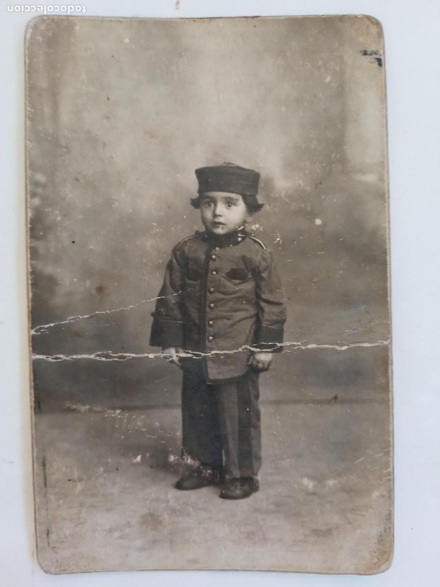 Fotograf&iacute;a antigua: PRECIOSA FOTO DE NI&Ntilde;A VESTIDA DE MILTAR DE ARTILLERIA , MELILLA PP. SIGLO . DE DERREY , VALENCIA