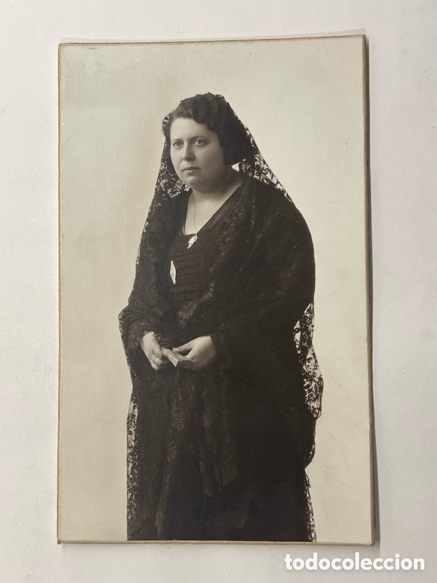 Fotograf&iacute;a antigua: VALENCIA. Boldun, fot&oacute;grafo Casa Garc&iacute;a.. Retrato de mujer con Mantilla negra (h.1910?)
