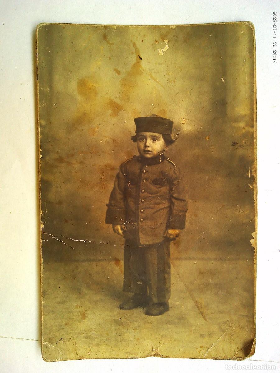Fotograf&iacute;a antigua: PRECIOSA FOTO ESTUDIO DE NI&Ntilde;O VESTIDO DE MILITAR DE ARTILLERIA, PP. SIGLO. DE DERREY , VALENCIA