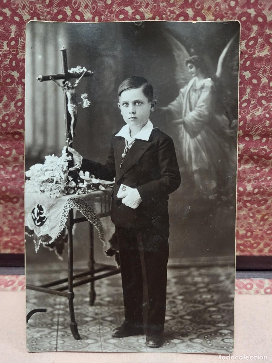 Fotograf&iacute;a antigua: ANTIGUA FOTOGRAFIA RELIGIOSA NI&Ntilde;O COMUNION VIDAL MURCIA
