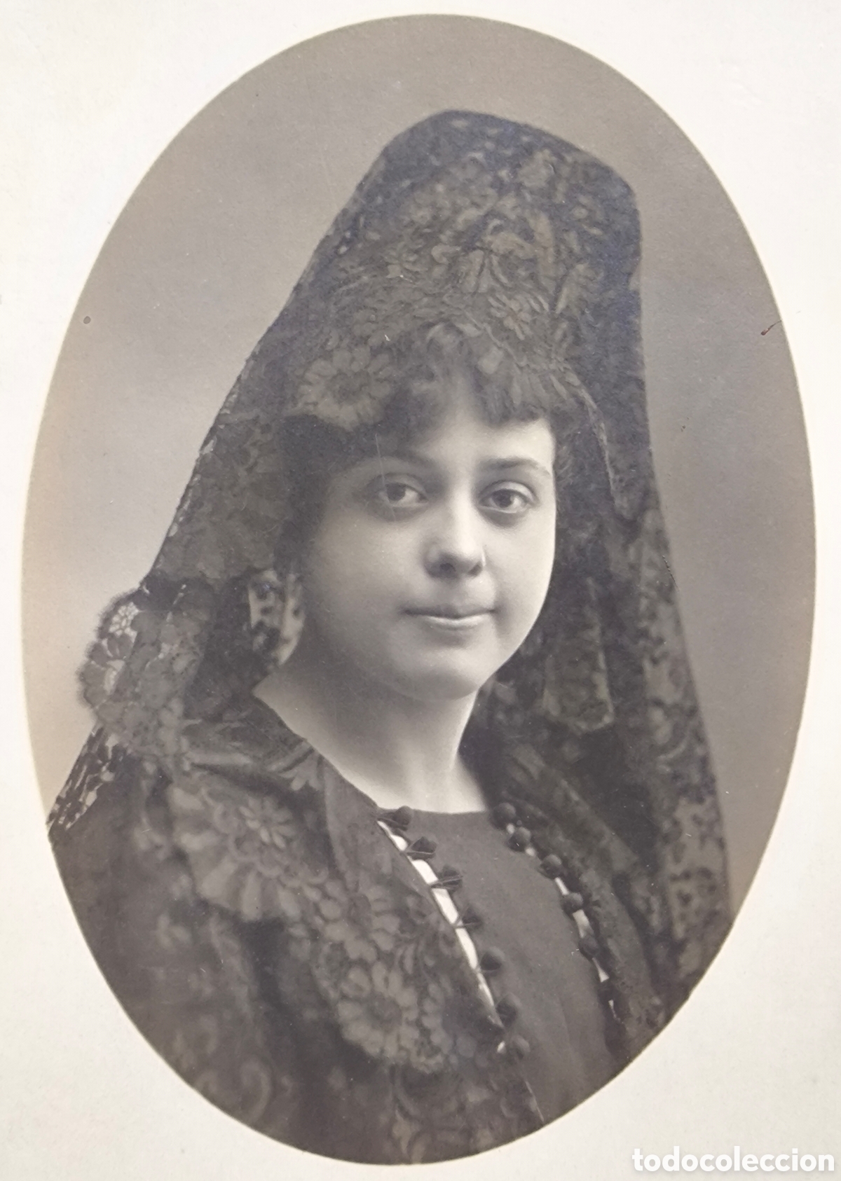 Fotograf&iacute;a antigua: FOTOGRAF&Iacute;A RETRATO DE ESTUDIO DAMA CON MANTILLA POSTAL FOT&Oacute;GRAFO E. PUIG REUS C. 1915