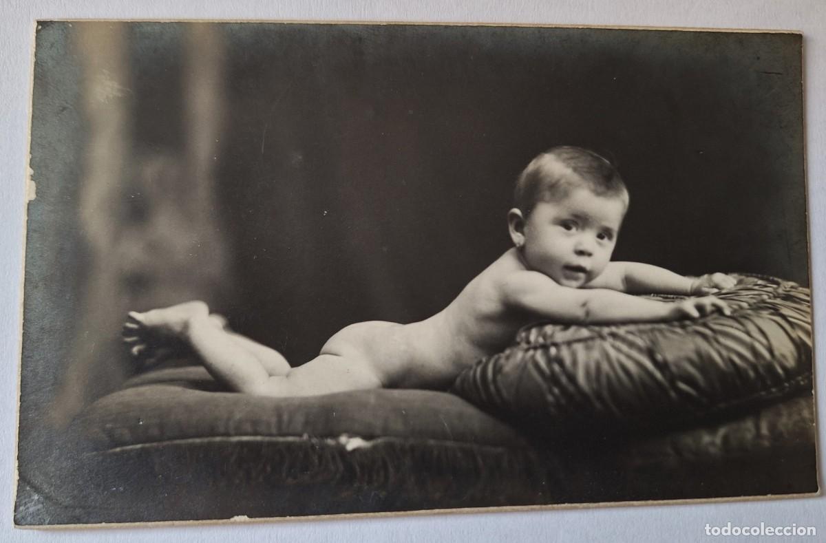 Fotograf&iacute;a antigua: FOTO POSTAL MUY ANTIGUA MODERNISTA (14X8) - MAS DE 100 A&Ntilde;OS - FOTOGRAFIA DAGUERRE - NI&Ntilde;O DESNUDO