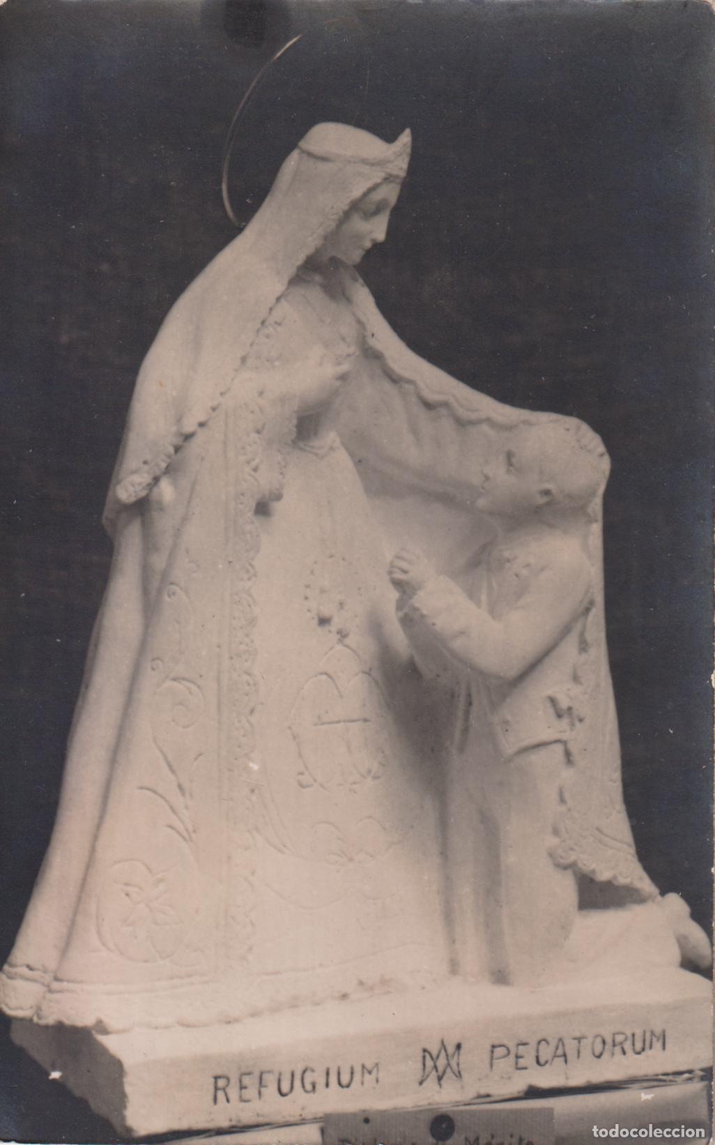 Fotograf&iacute;a antigua: TARJETA POSTAL DE UNA ESCULTURA DE LA VIRGEN MARIA - REFUGIUM PECATORUM - MARIANA