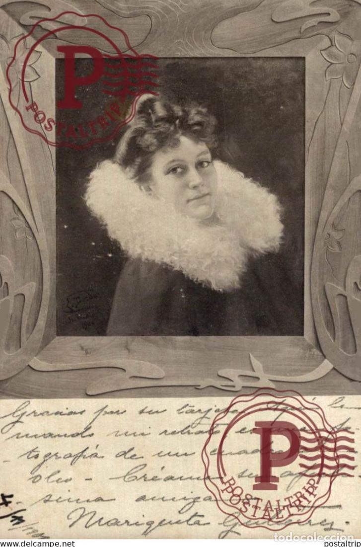 Photographie ancienne: RETRATO DE MUJER. FOTOGRAFIA DEL CUADRO AL OLEO.
