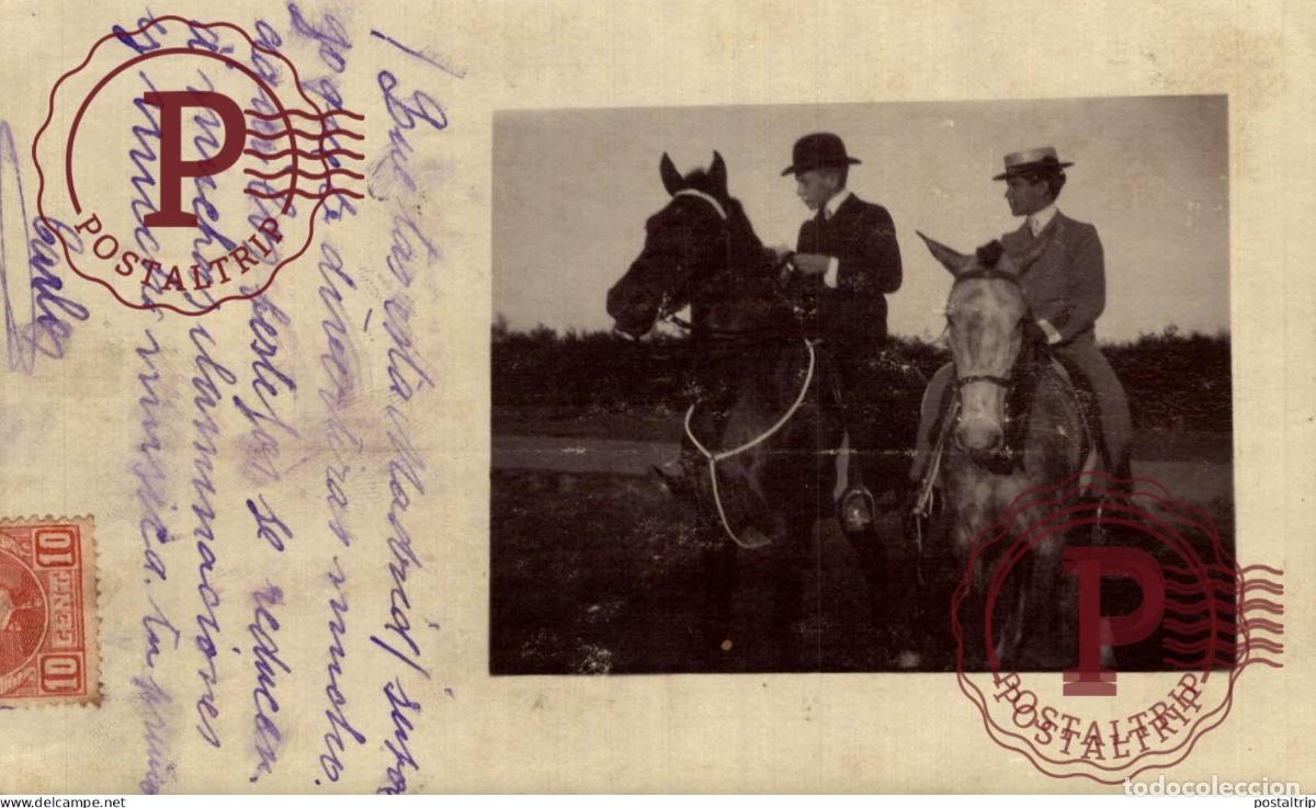 Alte Fotografie: FOTOPOSTAL. RPPC. ESPA&Ntilde;A. SPAIN. MONTANDO A CABALLO EN FIESTAS? ANDALUCIA?
