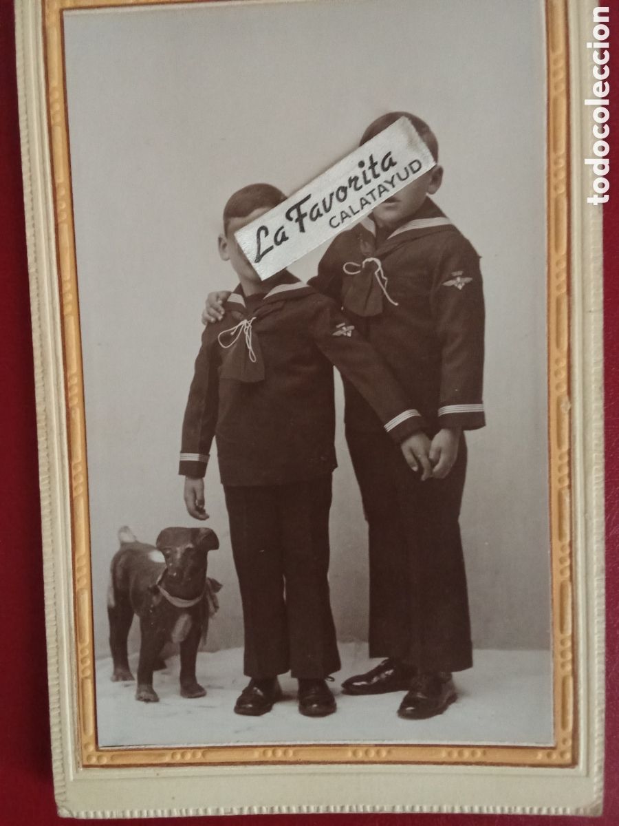Fotograf&iacute;a antigua: Fotografia tarjeta postal J. BLANQUE Torre Nueva 41 Zaragoza , JMJ, ni&ntilde;ps con perro juguete