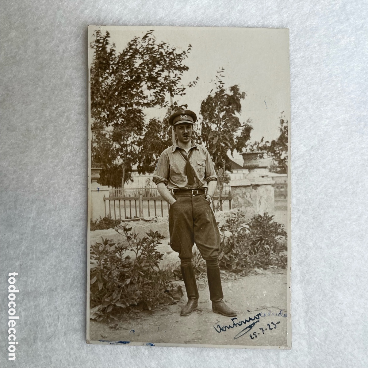 Fotograf&iacute;a antigua: MILITAR - FOTOGRAFIA POSTAL SOLDADO CABALLER&Iacute;A / GUERRA / CUARTEL HIP&Oacute;DROMO MELILLA