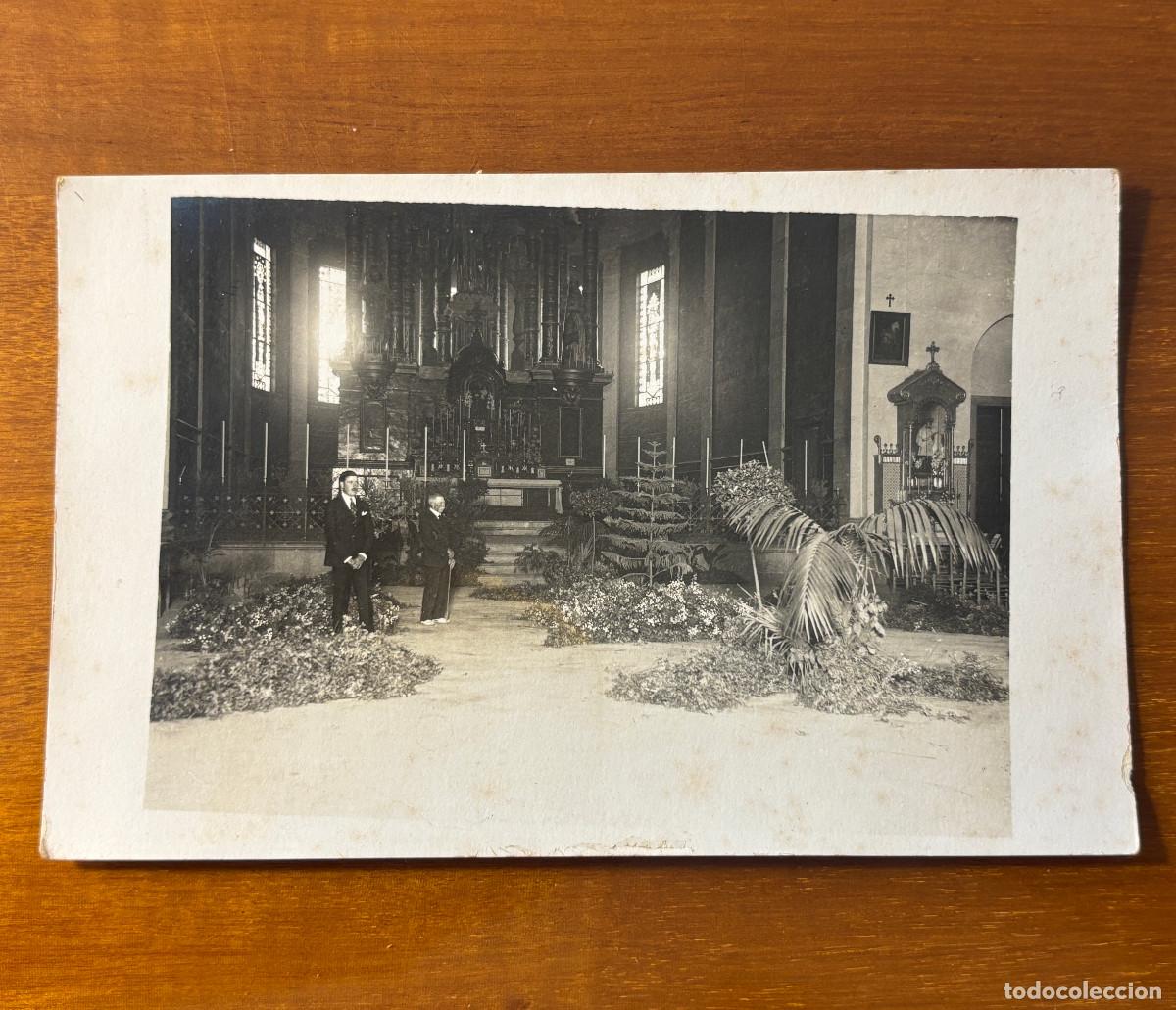 Fotograf&iacute;a antigua: Sant Andreu de Palomar, Barcelona, interior Parroquia 1922.