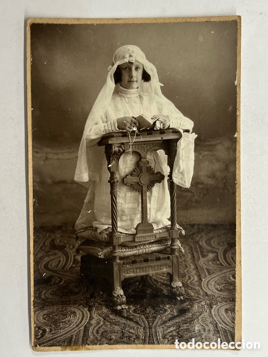 Fotograf&iacute;a antigua: ALMER&Iacute;A. Foto Recuerdo Ni&ntilde;a Primera Comuni&oacute;n&hellip; A. Mateos, fot&oacute;grafo (h.1920?)