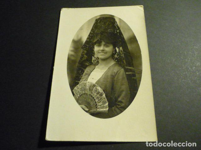 Fotograf&iacute;a antigua: MUJER CON MANTILLA Y ABANICO POSTAL FOTOGRAFICA