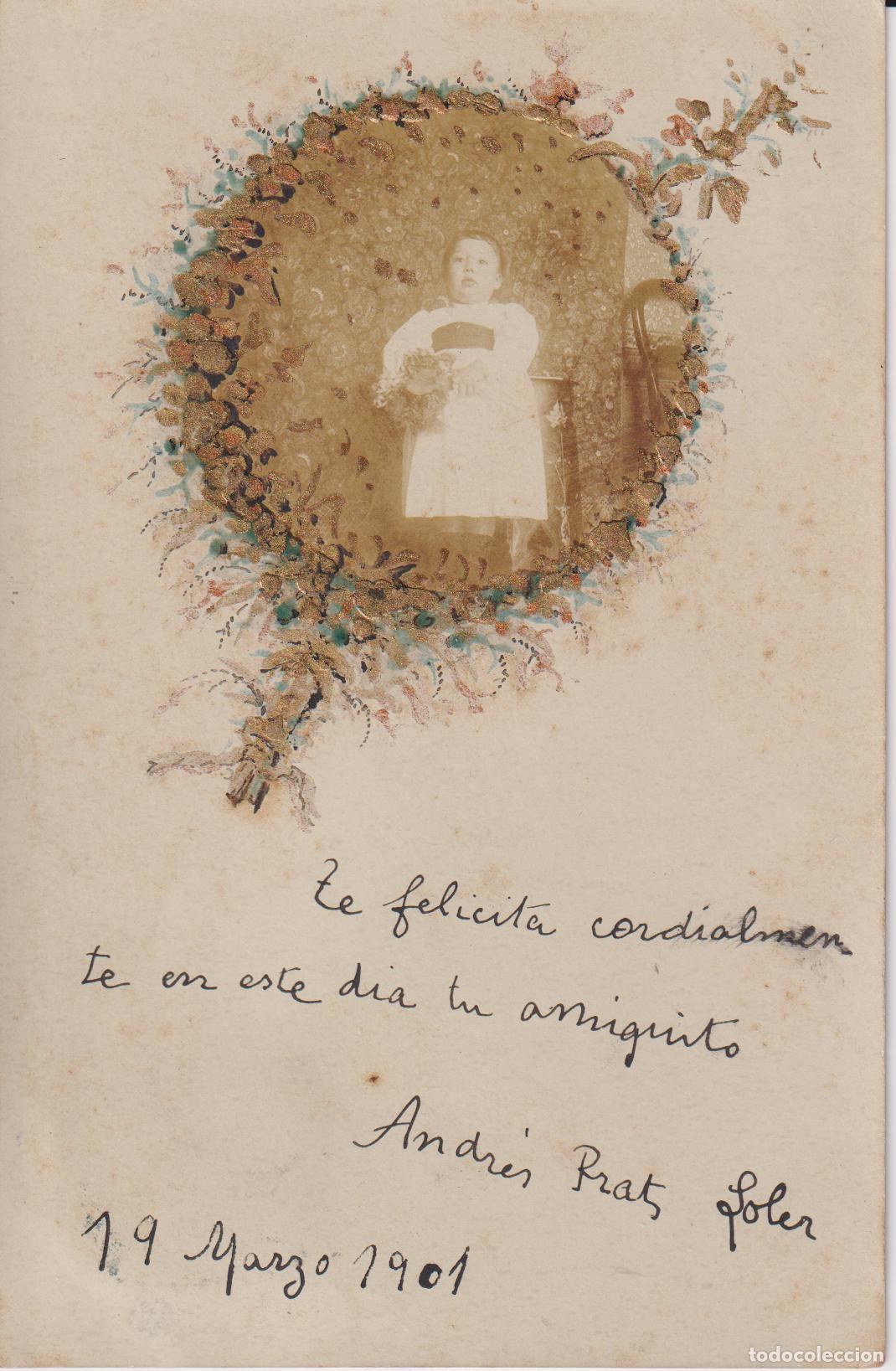 Fotograf&iacute;a antigua: ANTIGUA FOTO / POSTAL FELICIDADES - NI&Ntilde;OS - CIRCULADA 1901